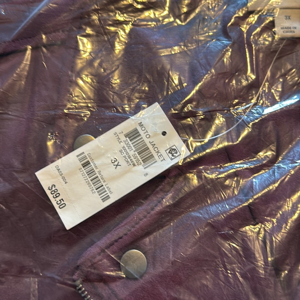 NWT Style & Company Maroon Moto Zip Jacket Size 3X - Picture 6 of 12